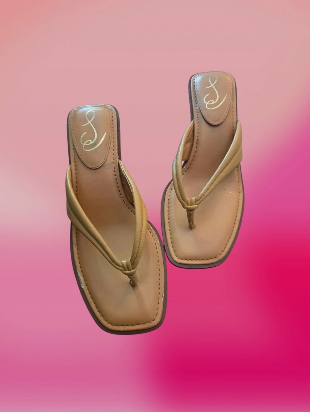 Steve Madden Women’s Square-Toe Tan Thong Sandals